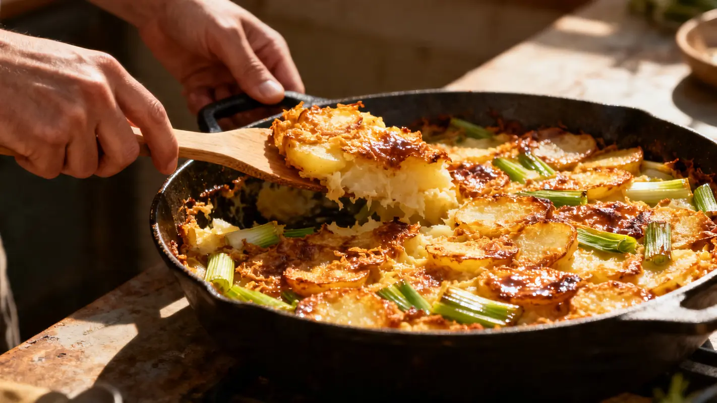 Poireaux et pommes de terre : je fais ce gratin doré à la poêle et on ne revient plus au four